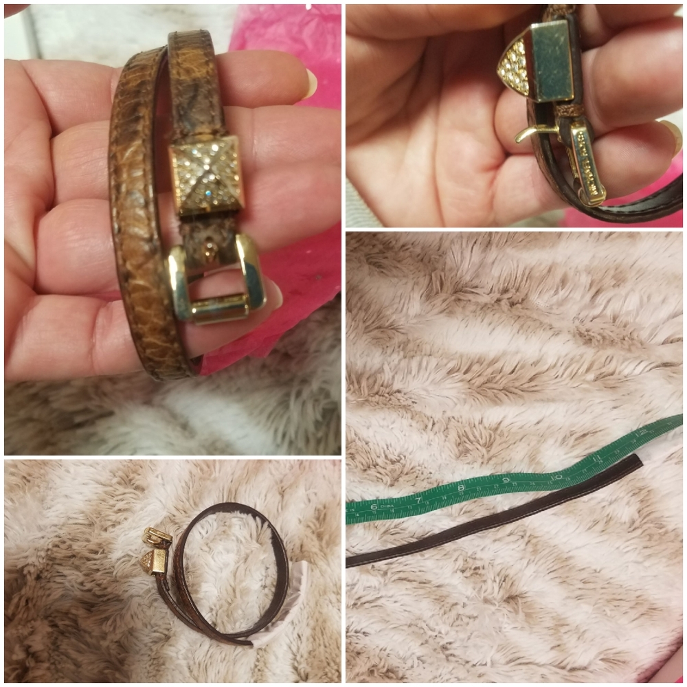 Michael kors brown leather strap triangle bracelet